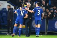 LEICESTER, ENGLAND - DECEMBER 31:  Claudio Ranieri, Manager of Leicester City, Marc Albrighton of Leicester City and Ben Chilwell of Leicester City celebrate victory during the Premier League match between Leicester City and West Ham United at The King Power Stadium on December 31, 2016 in Leicester, England.  (Photo by Michael Regan/Getty Images)